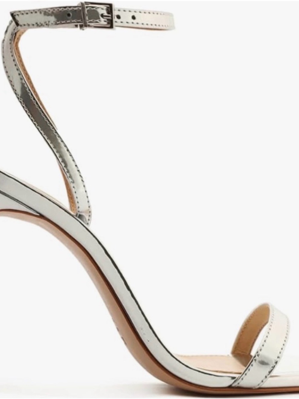 SCHUTZ Silver Metallic Ankle-Strap Stiletto Sandal